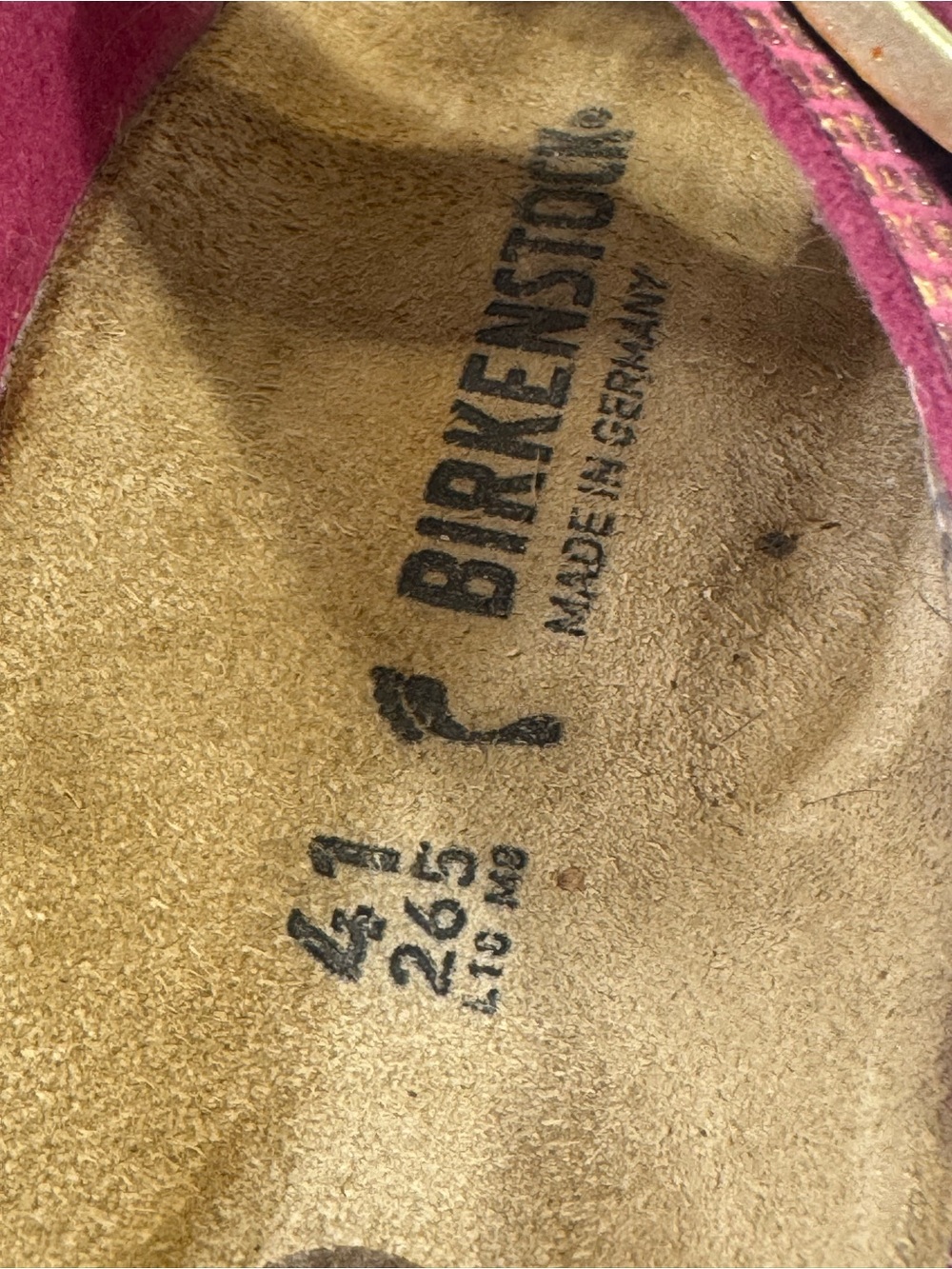 Birkenstock 41 Arizona Metallic Pink & Gold Snake-Print Sandals Womens 10 - Picture 6 of 9